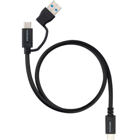 Cable usb 3.2 tipo-c nanocable 10.01.4801/ usb tipo-c macho/ usb macho - usb tipo-c macho/ hasta 60w/ 10gbps/ 1m/ negro
