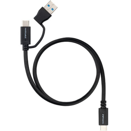 Cable usb 3.2 tipo-c nanocable 10.01.4802/ usb tipo-c macho/ usb macho - usb tipo-c macho/ hasta 60w/ 10gbps/ 2m/ negro
