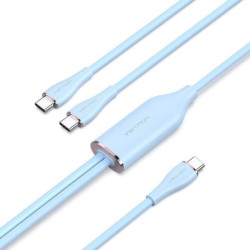 Cable usb tipo-c vention ctmsg/ usb tipo-c macho - 2 x usb tipo-c macho/ hasta 100w/ 480mbps/ 1.5m/ azul