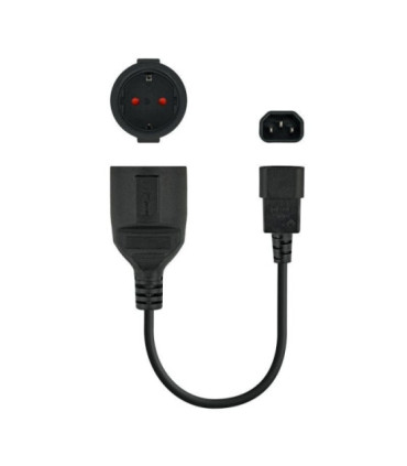 Adaptador alimentación nanocable 10.22.0901/ c14 macho - cee7 hembra/ 25cm/ negro