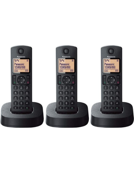 Teléfono inalámbrico panasonic kx-tgc313sp/ pack trío/ negro