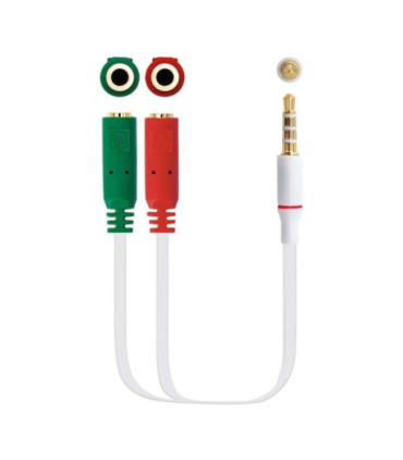Cable estéreo nanocable 10.24.1201/ jack 3.5 macho - 2x jack 3.5 hembra/ 20cm/ blanco