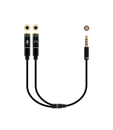 Cable estéreo nanocable 10.24.1202/ jack 3.5 macho - 2x jack 3.5 hembra/ 30cm/ negro