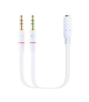 Cable estéreo nanocable 10.24.1203/ jack 3.5 hembra - 2x jack 3.5 macho/ 20cm/ blanco