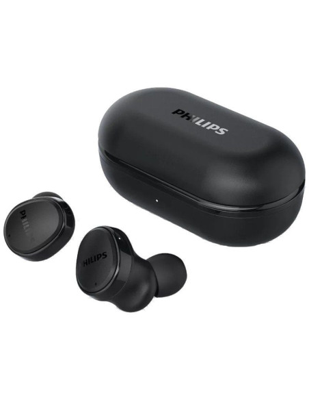 Auriculares bluetooth philips tat4556bk con estuche de carga/ autonomía 9h/ negros