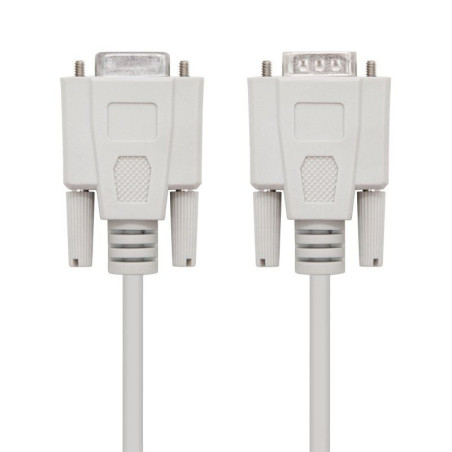 Cable serie null modem nanocable 10.14.0502/ db9 macho - db9 hembra/ 1.8m/ beige