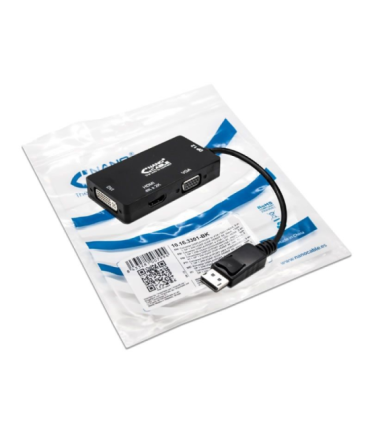 Cable conversor nanocable 10.16.3301-bk/ displayport macho - vga hembra/ dvi hembra/ hdmi hembra/ 15cm/ negro