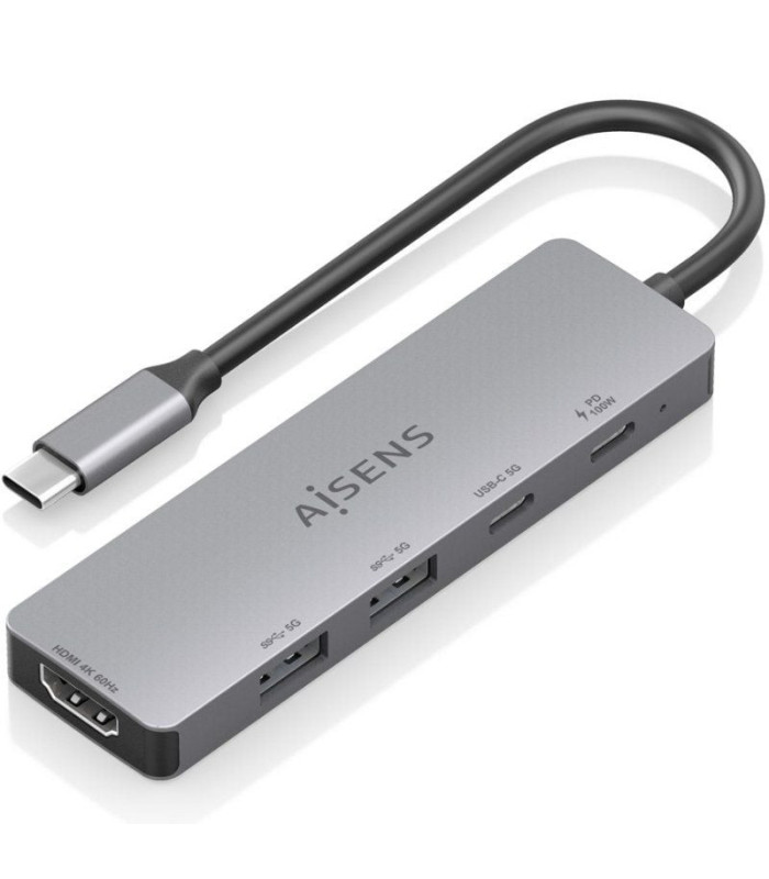 Docking usb tipo-c aisens asuc-5p028-gr/ 1xhdmi 4k/ 2xusb/ 2xusb tipo-c/ 1xusb tipo-c pd/ gris