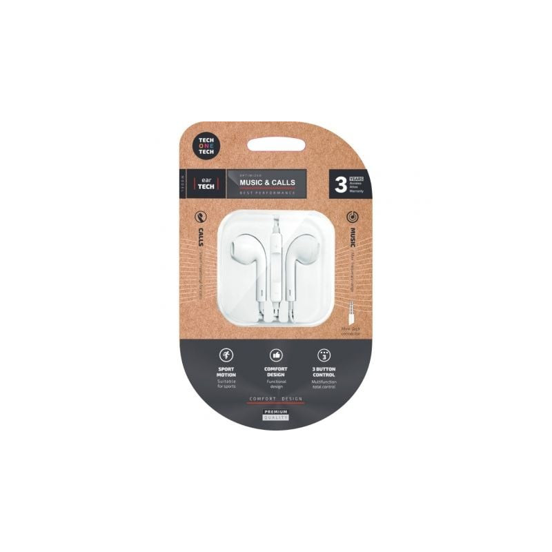 Auriculares intrauditivos tech one tech eartech tec1001/ con micrófono/ jack 3.5/ blancos