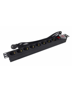 Regleta con interruptor phasak bns 1520/ 8 tomas de corriente/ cable 3m/ negro