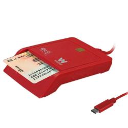 Lector de DNI y Tarjetas Woxter PE26-199/ USB Tipo-C/ Rojo