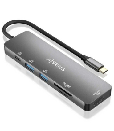 Docking usb tipo-c aisens asuc-6p016-gr/ 1xhdmi 4k/ 2xusb/ 1xlector tarjetas/ 1xusb tipo-c pd/ gris
