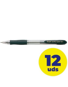 Caja de bolígrafos de tinta de aceite retráctil pilot super grip m/ 12 unidades/ negros