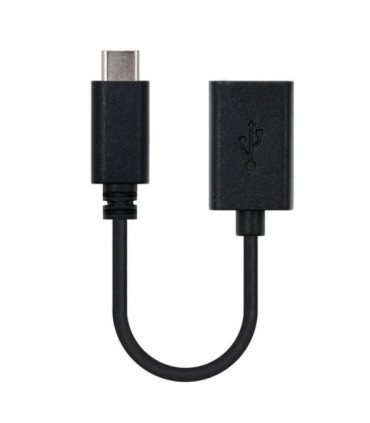 Cable usb 2.0 tipo-c nanocable 10.01.2400/ usb tipo-c macho - usb hembra/ 480mbps/ 15cm/ negro