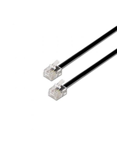 Cable de teléfono rj11 6p4c aisens a143-0319/ 2m/ negro