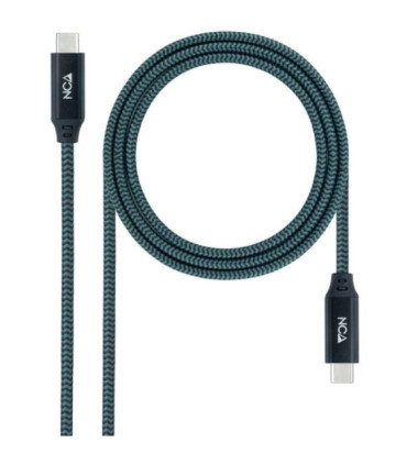 Cable usb 3.2 tipo-c nanocable 10.01.4301-l150-comb/ usb tipo-c macho - usb tipo-c macho/ hasta 100w/ 20gbps/ 1.5m/ gris y negro