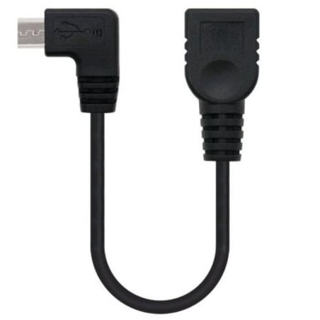 Cable usb 2.0 nanocable 10.01.3600/ microusb macho - usb hembra/ 15cm/ negro