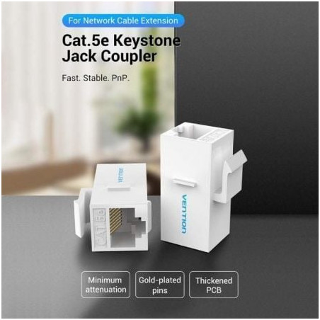 Adaptador conector rj45 vdd-b07-w cat5 utp/ rj45 hembra - rj45 hembra/ blanco