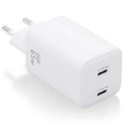 Cargador de Pared GaN Aisens ASCH-65W2P039-W/ 2xUSB Tipo-C/ 65W