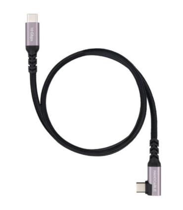 Cable usb 3.2 tipo-c acodado nanocable 10.01.4703/ usb tipo-c macho - usb tipo-c macho/ hasta 100w/ 10gbps/ 3m/ negro