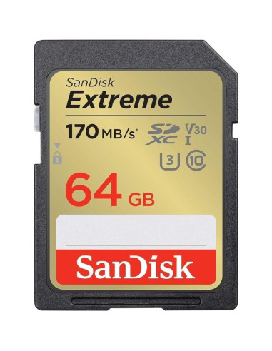 Tarjeta de memoria sandisk extreme 64gb sd xc uhs-i clase 10/ 170mbs