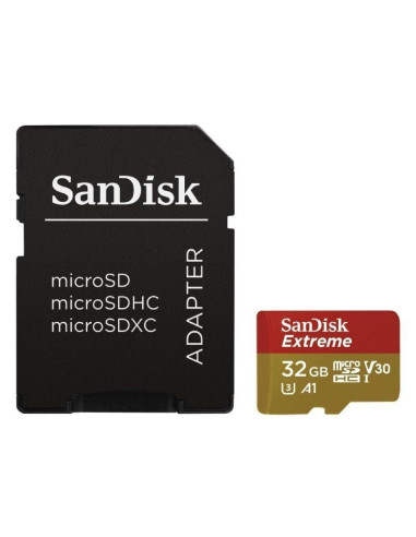 Tarjeta de memoria sandisk extreme 32gb microsd hc uhs-i con adaptador/ clase 10/ 100mbs