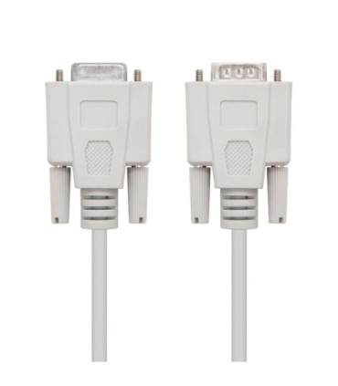 Cable serie null modem nanocable 10.14.0502/ db9 macho - db9 hembra/ 1.8m/ beige