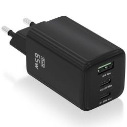 Cargador de Pared GaN Aisens ASCH-65W3P042-BK/ 2xUSB Tipo-C/ 1xUSB/ 65W