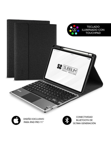 Funda con teclado subblim keytab pro bluetooth touchpad para tablets apple ipad pro de 11' 2020/ negra