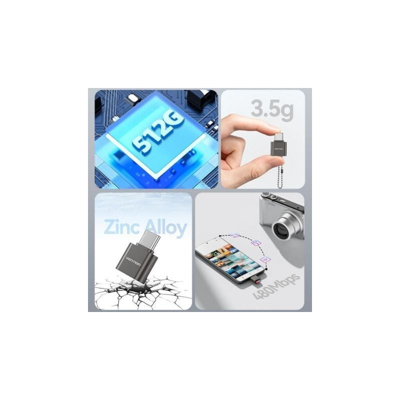 Lector de tarjetas externo vention clmh0/ usb tipo-c