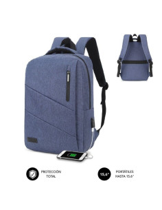 Mochila subblim city backpack para portátiles hasta 15.6'/ puerto usb/ azul