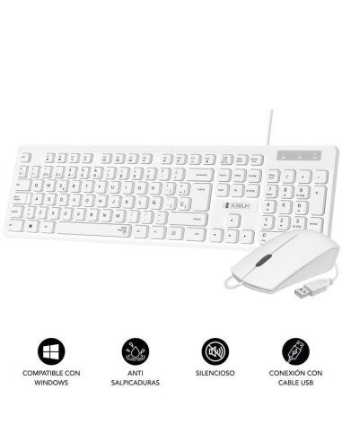 Teclado y ratón subblim combo business slim silencioso/ blanco