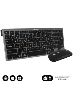 Teclado y ratón inalámbrico subblim oco020 combo multidispositivo compacto/ gris