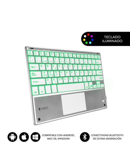 Teclado compacto inalámbrico por bluetooth subblim smbt50/ plata