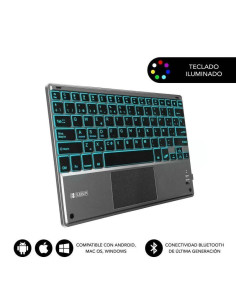 Teclado compacto inalámbrico por bluetooth subblim touchpad smart blacklit/ gris