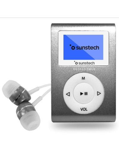 Reproductor mp3 sunstech dedalo iii/ 8gb/ radio fm/ gris