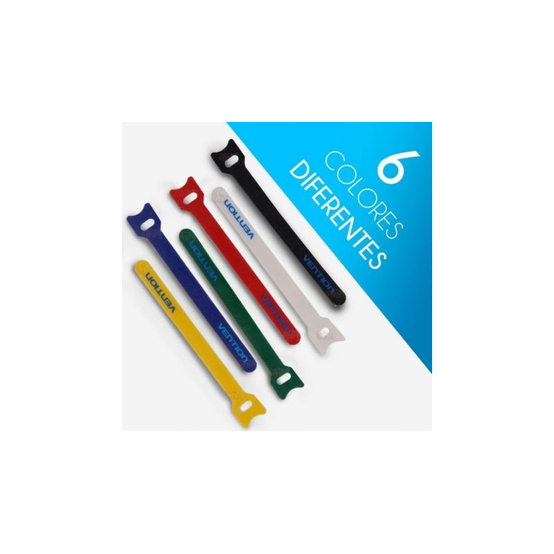 Tira organizadora de cables vention kac00/ 15cm/ pack de 6