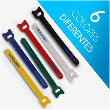 Tira organizadora de cables vention kac00/ 15cm/ pack de 6