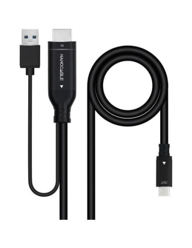 Cable hdmi nanocable 10.15.4354/ hdmi macho - usb macho/ usb tipo-c macho/ 1.8m/ negro