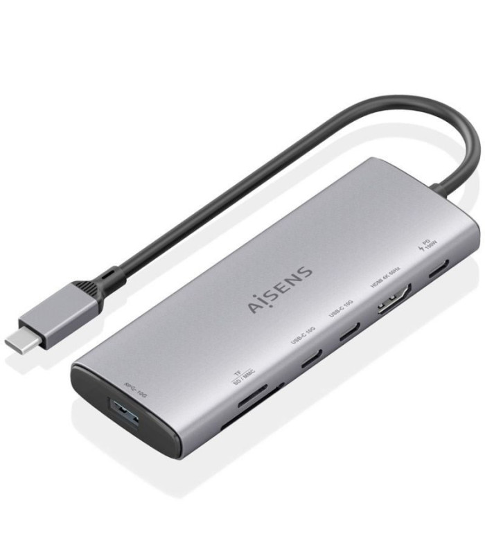 Docking usb tipo-c aisens asuc-7p031-gr/ 1xhdmi 4k/ 1xusb/ 2xusb tipo-c/ 1xlector tarjetas/ 1xusb tipo-c pd/ gris