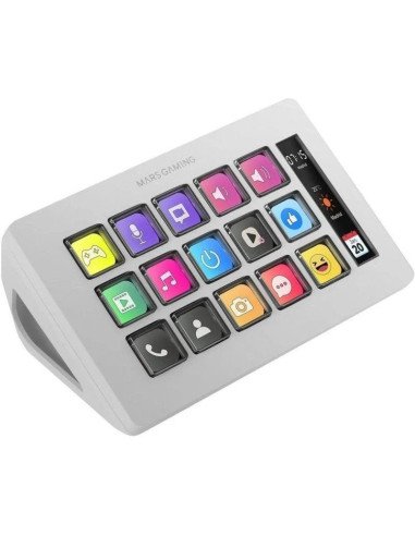 Stream deck slim mars gaming msd-one/ 15 teclas lcd/ blanco