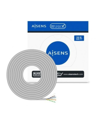 Bobina de cable rj45 utp awg23 cca (aleación) aisens a135-0660 cat.6/ 100m/ gris