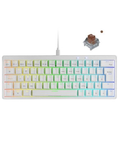 Teclado gaming mecánico mars gaming mkminipro/ switch marrón/ blanco