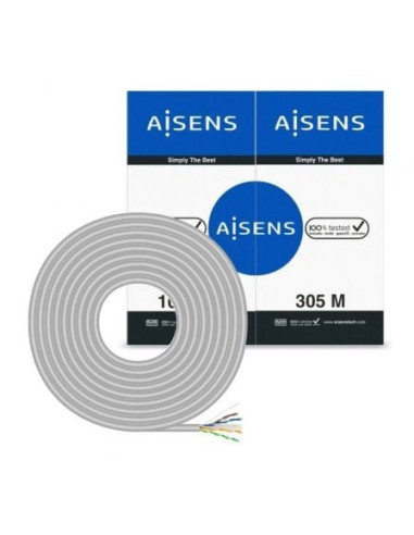 Bobina de cable rj45 utp awg23 cca (aleación) aisens a135-0661 cat.6/ 305m/ gris