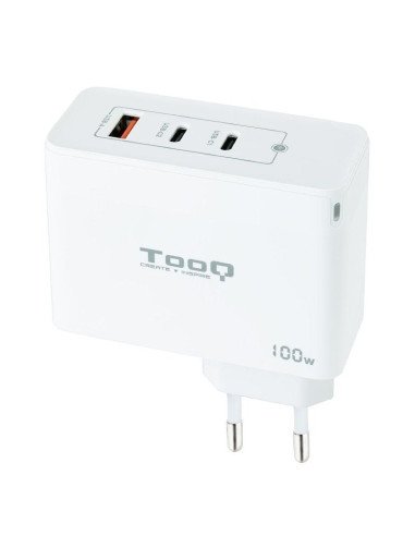 Cargador de pared tooq tqwc-ganqc2pd100w/ 2xusb tipo-c/ 1xusb/ 100w