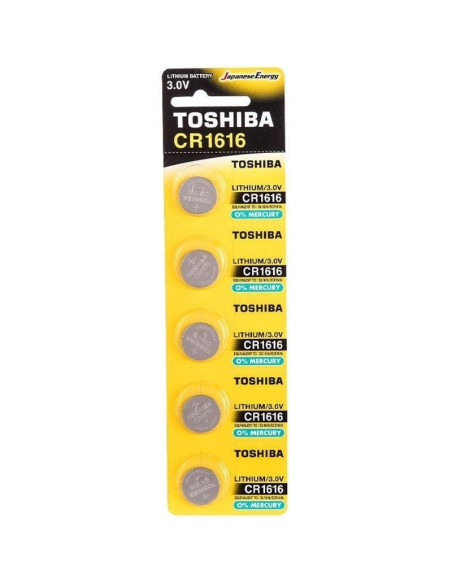 Pack de 5 pilas de botón toshiba cr1616/ 3v