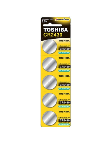 Pack de 5 pilas de botón toshiba cr2430/ 3v/ alcalinas