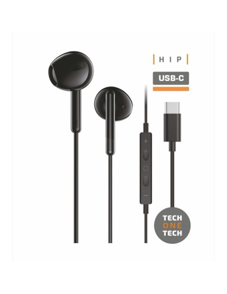 Auriculares intrauditivos tech one tech eartech tec1302/ con micrófono/ usb tipo-c/ negros