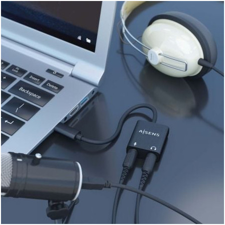 Tarjeta de sonido aisens a109-0767/ usb-c macho - 2xjack 3.5 hembra