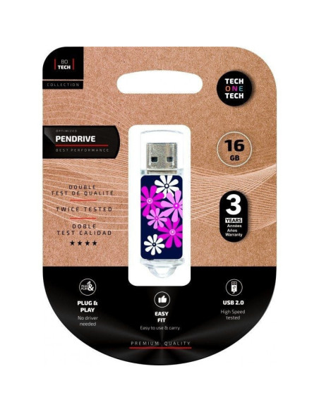Pendrive 16gb tech one tech flower power usb 2.0
